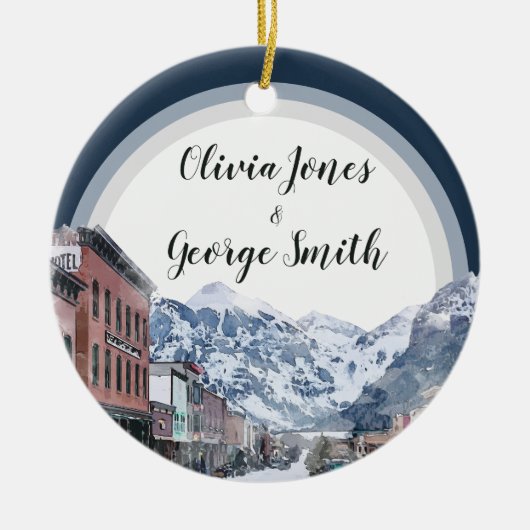 水カラーテルリドコロラドスキーマウンテン セラミックオーナメント (正面)