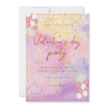 水カラーテーマヴァレンティンズデイパーティの招待状