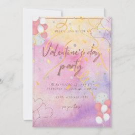 水カラーテーマヴァレンティンズデイパーティの招待状 案内状