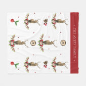 水カラーディアクリスマスディルデザイン フリースブランケット (正面(横))