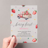 水カラーデイジーストロベリートラックベビーシャワー アクリル招待状 (インサイチュ (ポータブル))