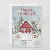 水カラーハッピーホリデーズクリスマスコテージカード シーズンカード (正面)