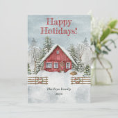 水カラーハッピーホリデーズクリスマスコテージカード シーズンカード (スタンド正面)
