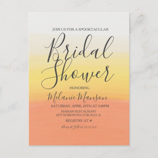 水カラーハロウィーンキャンディーコーンブライダルシャワー ポストカード (正面)