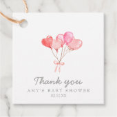 水カラーハートバルーン女の子ベビーシャワー感謝してい フェイバータグ (正面)