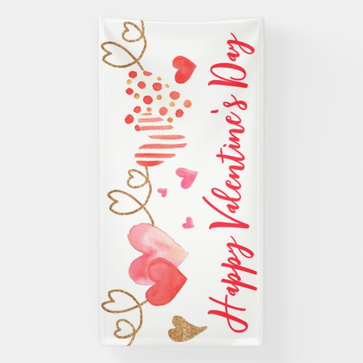 水カラーハートヴァレンティーンズデイバナー 横断幕 (縦)