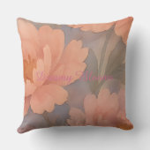 水カラーバタフライガーデンピンクフローラアートデザイン クッション (裏面)