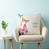 水カラーバタフライシルエット装飾用クッション クッション (椅子)