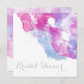 水カラーバタフライラズベリーブリスブライダルシャワー 招待状 (正面/裏面)