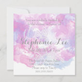 水カラーバタフライラズベリーブリスブライダルシャワー 招待状 (裏面)