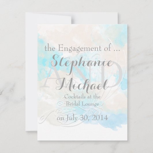 水カラーバタフライ海ショア婚約Announ 案内状 (裏面)