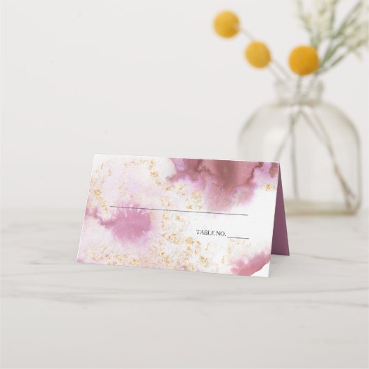 水カラーバラクォーツ金ゴールドジュエードベアフットブライド™ プレイスカード (正面)