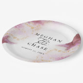 水カラーバラクォーツ金ゴールドジュエードベアフットブライド™ ペーパープレート (アングル)