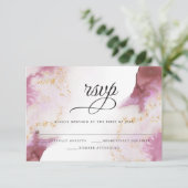 水カラーバラクォーツ金ゴールドジュエードベアフットブライド™ 出欠カード (スタンド正面)