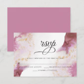 水カラーバラクォーツ金ゴールドジュエードベアフットブライド™ 出欠カード (正面/裏面)