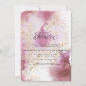 水カラーバラクォーツ金ゴールドジュエードベアフットブライド™ 招待状 (正面)