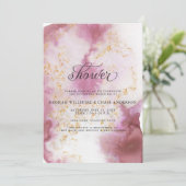 水カラーバラクォーツ金ゴールドジュエードベアフットブライド™ 招待状 (スタンド正面)