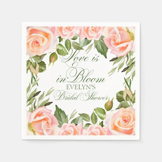 水カラーバラシックブライダルシャワー スタンダードカクテルナプキン (正面)