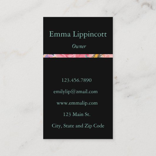 水カラーバラフローラスプレーChippy Aqua 名刺 (裏面)