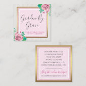 水カラーバラ&ウッド素朴シャビーシックコテージ スクエア名刺 (正面/裏面)