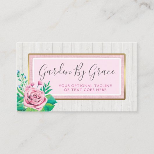 水カラーバラ&ウッド素朴シャビーシックコテージ 名刺 (正面)