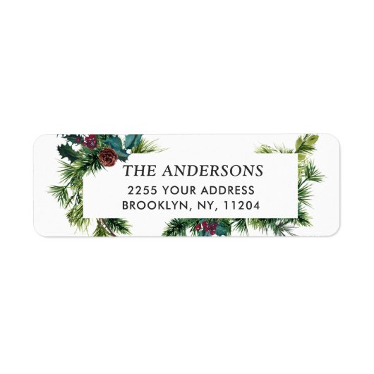 水カラーパインコーンクリスマス差出人住所 ラベル (正面)