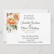 水カラーパステルフローラ結婚式招待状