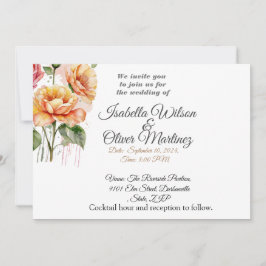 水カラーパステルフローラ結婚式招待状 招待状