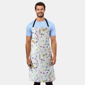 水カラーパステル春の花フローラルパターン エプロン (着用した状態)