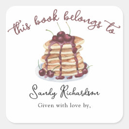 水カラーパンケーキ赤ちゃんシャワー蔵書票 スクエアシール