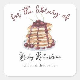 水カラーパンケーキ赤ちゃんシャワー蔵書票 スクエアシール