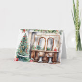 水カラーパーソナライズされたクリスマスヘアサロン シーズンカード (正面)