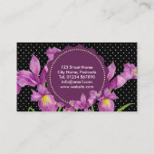 水カラーパープルアイリス白黒水玉模様ブシ 名刺 (裏面)