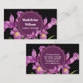 水カラーパープルアイリス白黒水玉模様ブシ 名刺 (正面/裏面)