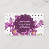 水カラーパープルアイリス白黒水玉模様ブシ 名刺 (裏面)
