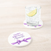 水カラーパープルボウコケットスウィート16誕生日 コースター (側面)