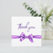 水カラーパープルボウコケットスウィート16誕生日 サンキューカード (スタンド正面)