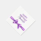 水カラーパープルボウコケットスウィート16誕生日 スタンダードカクテルナプキン (角)