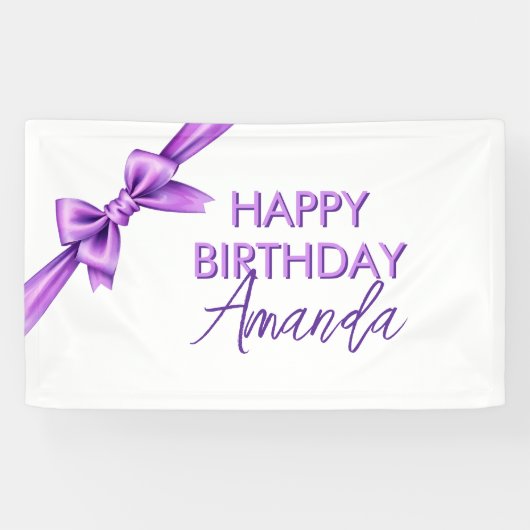 水カラーパープルボウコケットスウィート16誕生日 横断幕 (横)