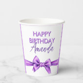 水カラーパープルボウコケットスウィート16誕生日 紙コップ (裏面)