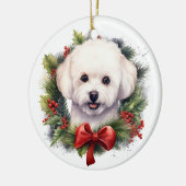 水カラービコンフリースドッグレッドボウリース セラミックオーナメント (左)