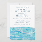 水カラービーチウェーブズコーストペニンシュラビーチパーティー 招待状 (正面)