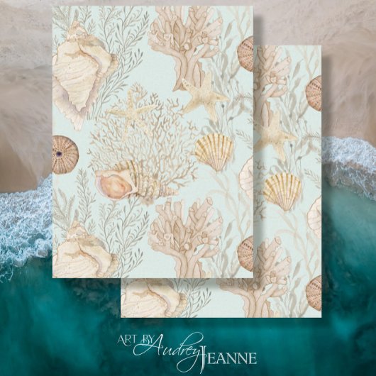 水カラービーチコーラルスターフィッシュシーシェルアクア 薄葉紙