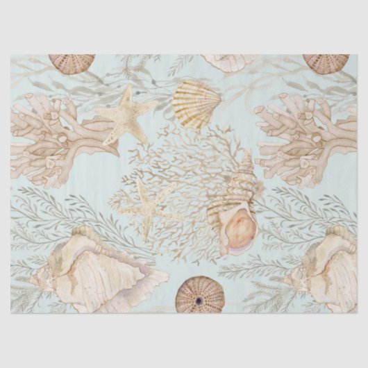 水カラービーチコーラルスターフィッシュシーシェルアクア 薄葉紙 (正面)