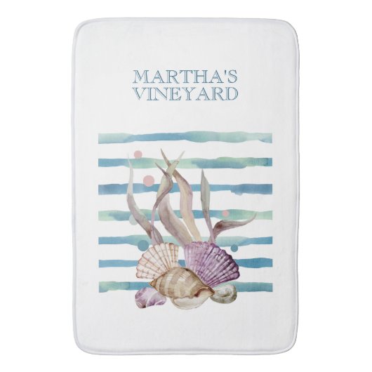 水カラービーチシェルコーラルバケーション バスマット (正面縦)