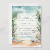 水カラービーチパームアーチ結婚式招待状 招待状 (正面)