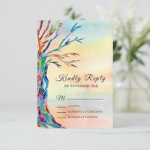 水カラーファミリーツリーバプテスマ《キリスト教》洗礼式や命名式RSVP 出欠カード (スタンド正面)