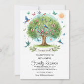 水カラーファミリーツリーファミリー懇親会招待状 シーズンカード (正面)