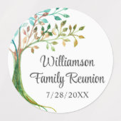 水カラーファミリーツリーファミリー懇親会 ラベル (デザイン1)