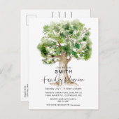 水カラーファミリーツリーファミリー懇親会QR招待状 インビテーションポストカード (正面/裏面)